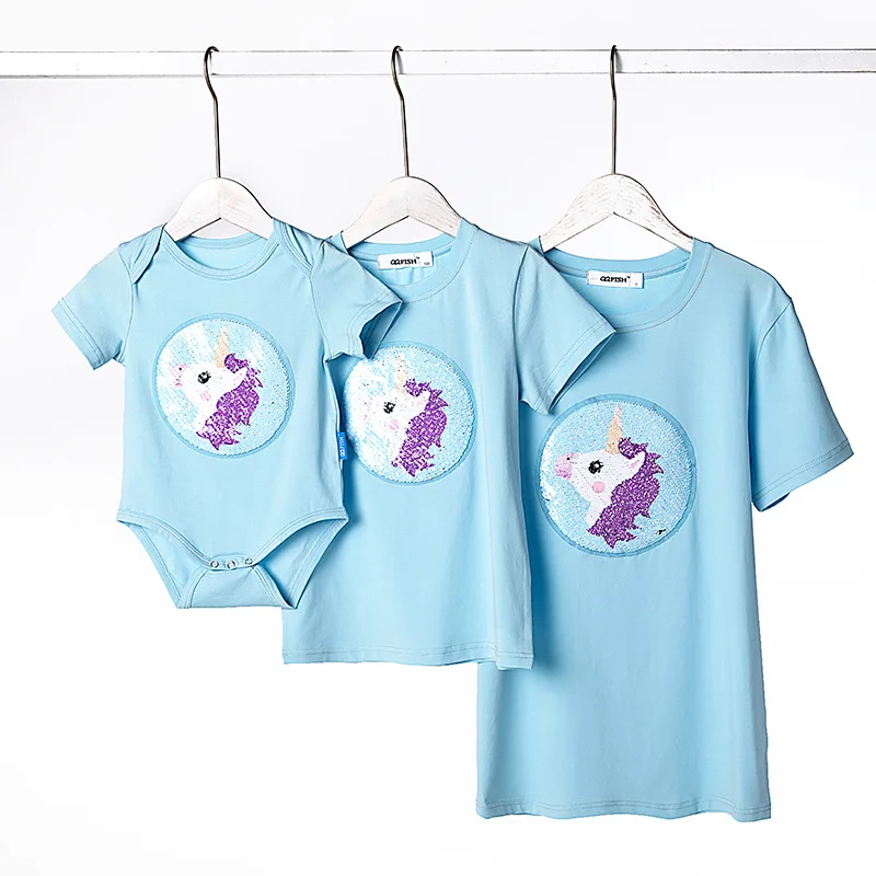 

Family clothes T shirt baby romper matching t shirt summer unicorn kids clothes mommy and me dress brother sister t shirt summer