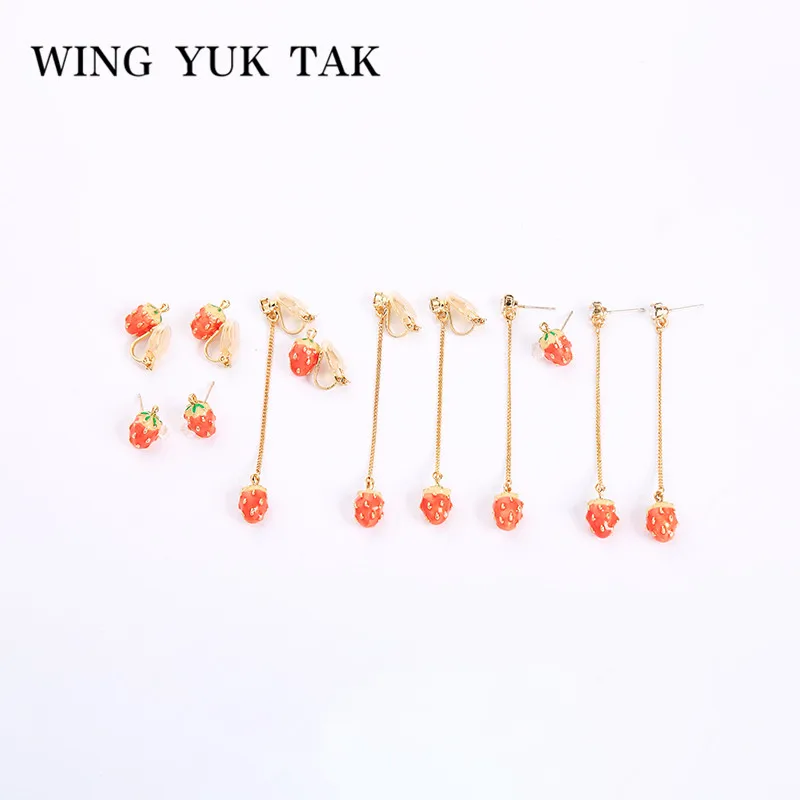 Новинка модные эмалевые серьги в виде клубники wing tak Питер для женщин милые