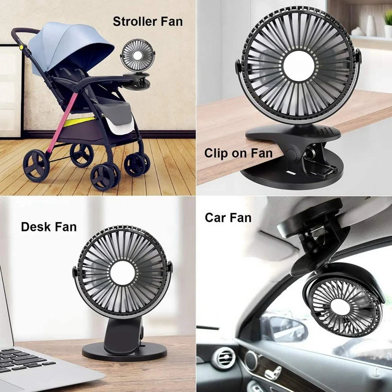 

New Portable Handheld Small Fan Clip USB Fan Charging Desktop Mini Portable Desktop Fan Desktop Outdoor (Black)