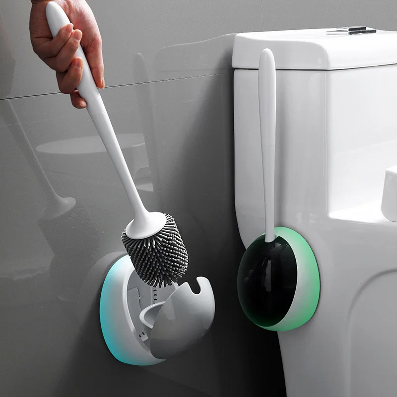 

Toilet Brush No Dead Corner Household Wall Hanging Rack Creative Toilet Silicone Toilet Brush Toilet Cleaning Brush