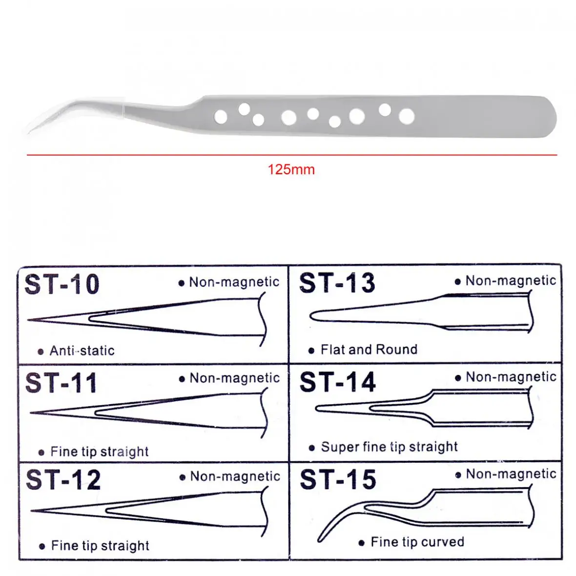 125 мм легкий точный электронный пинцет антистатический с изогнутым наконечником