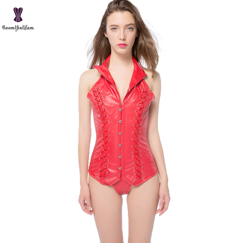 

Корсет женский из искусственной кожи, со стальными косточками, #915