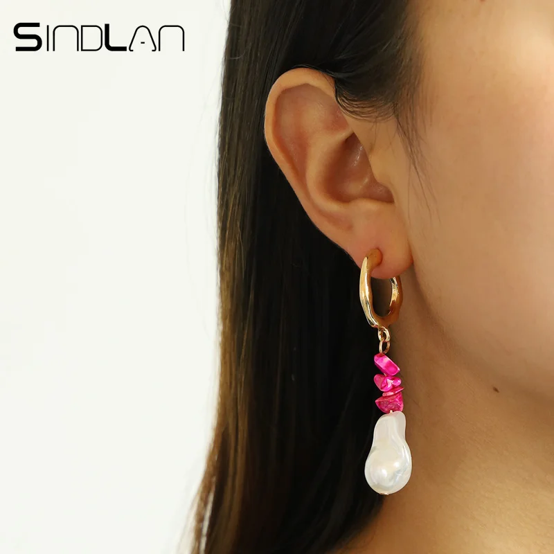 Sindlan Роза красный натуральный камень Висячие серьги девушки Леди Мода женский
