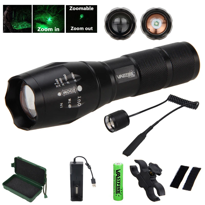 5000лм зеленый охотничий флэш светильник для оружия Тактический Регулируемый