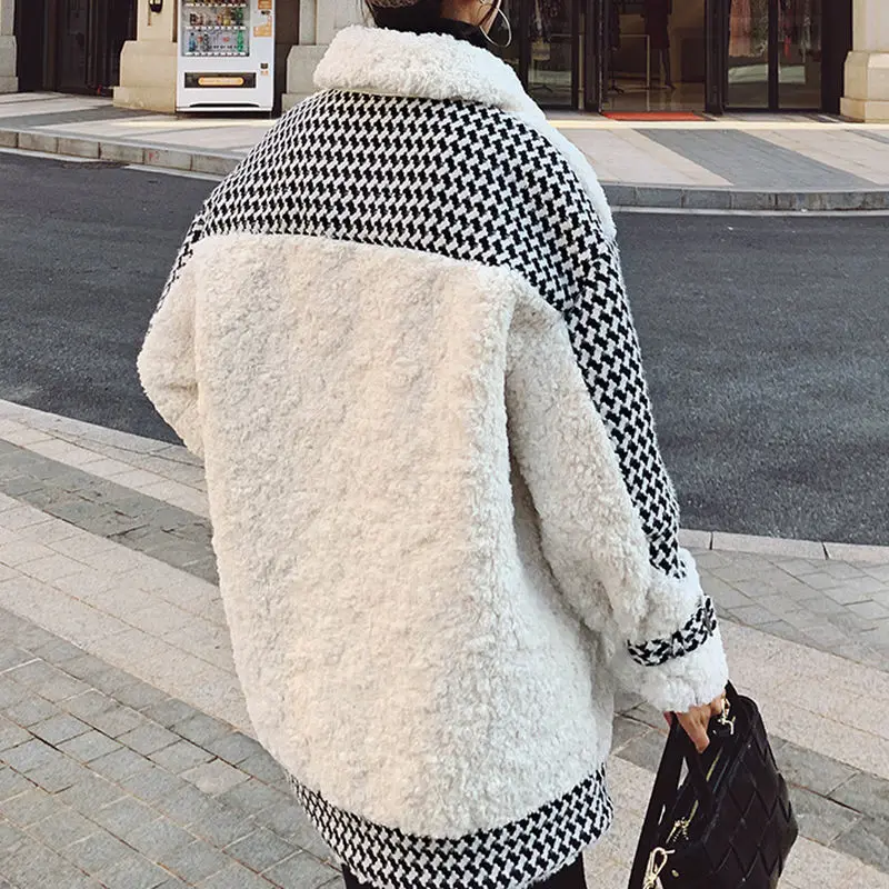 

2021Women's Winter Coat Fashion jacket woman Casual warm jacket female Stitching Plaid Ladies Clothes Hooded Zipper Ladies Coat