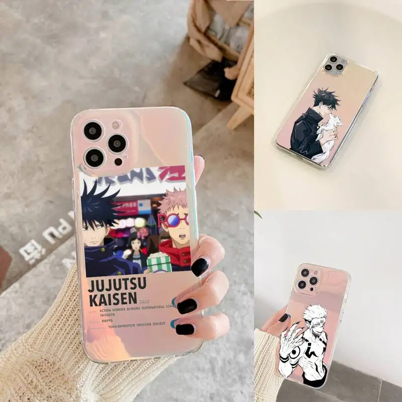 

Jujutsu Kaisen Satoru Gojo Phone Case for iPhone xiaomi redmi 7 8 9 11 12 10 S X XS XR MINI Pro Max Plus laser Transparent