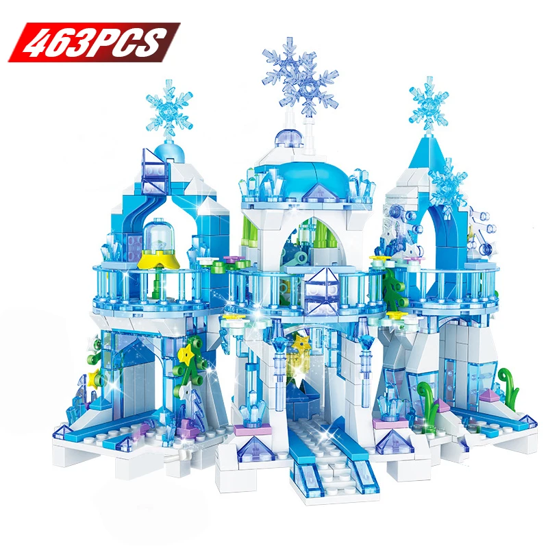 Принцесса Снежная королева ледяной замок фигурки снега строительные блоки