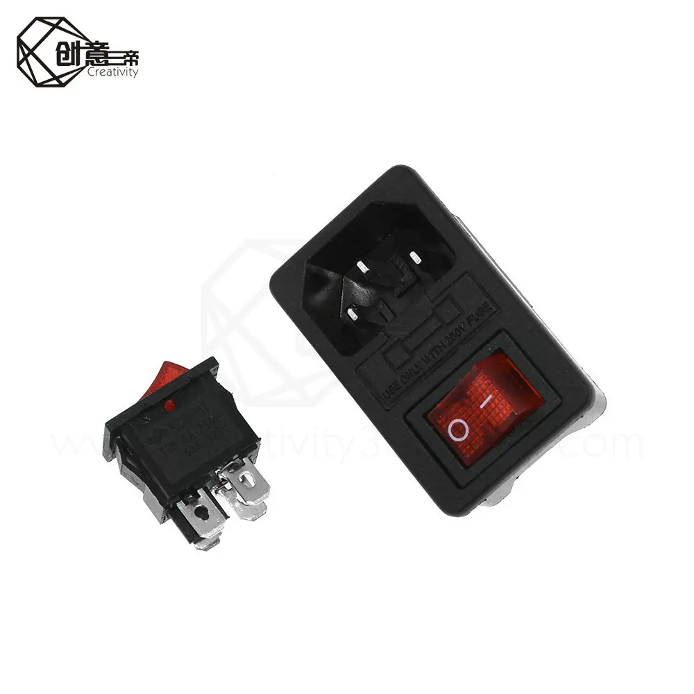 3D переключатель принтера аксессуары рокерный разъем питания розетка ток