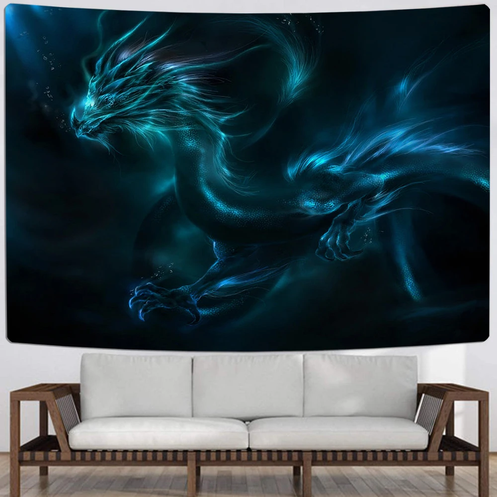 Настенный гобелен в китайском стиле с изображением красного дракона | Дом и сад