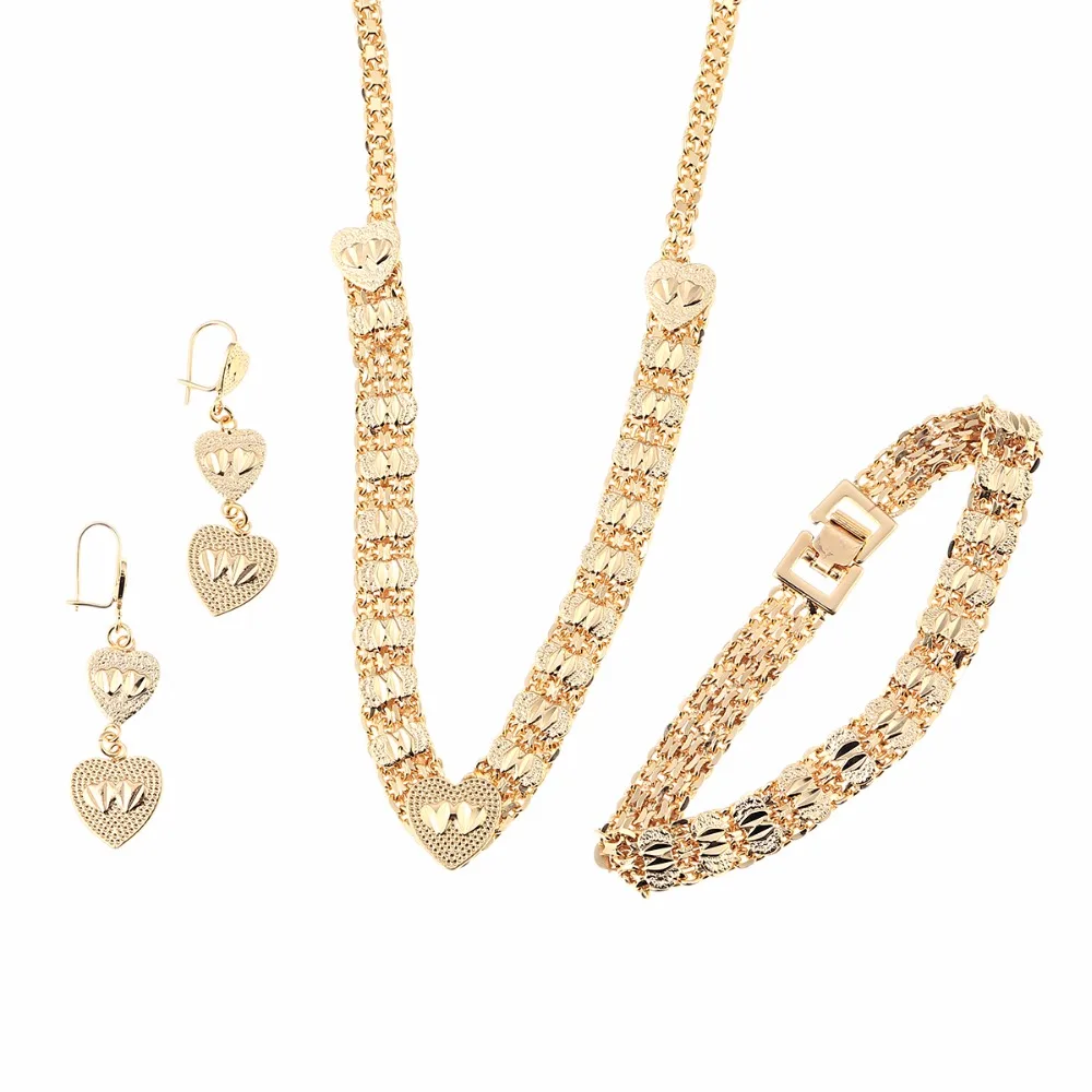 

Conjunto de joyera de oro de Dubi para mujer, conjunto de joyera de corazn para chicas de Arabia Saudita egipcia