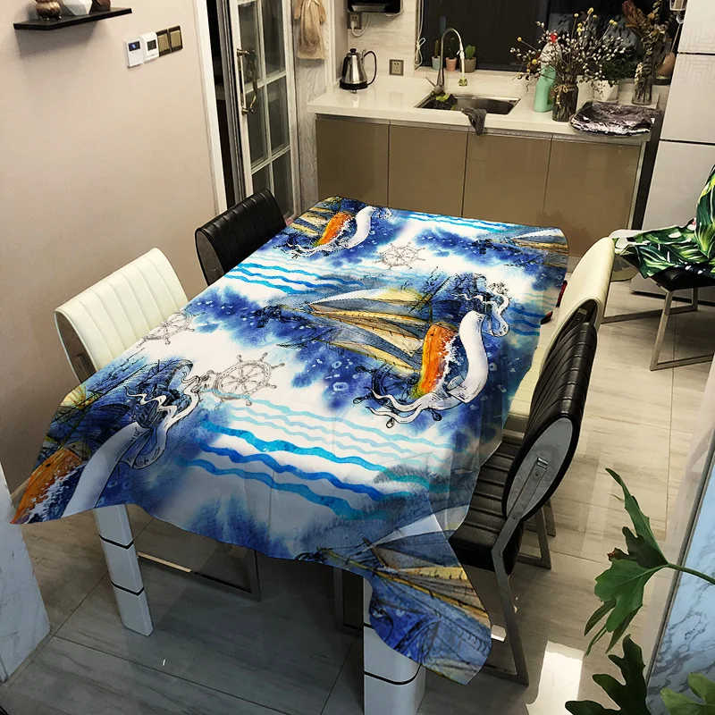 

Printed color seabed picture washable decorative household waterproof tablecloth