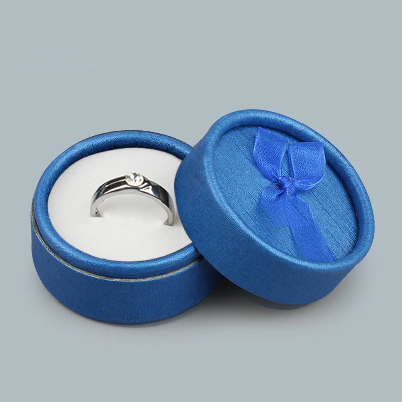 Круглая Бумажная шкатулка для колец ювелирных украшений с бантом демонстрации