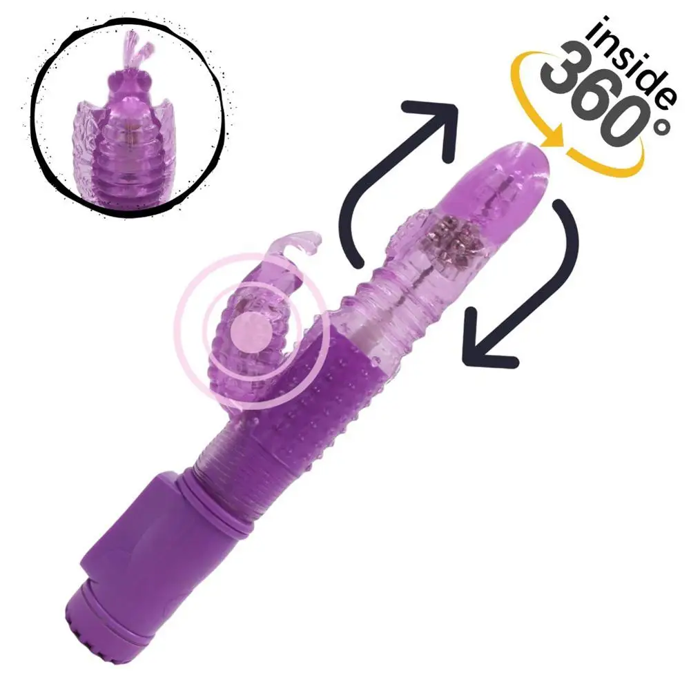 360 ° G Spot Clitoris вибратор силиконовые упорные вращения фаллоимитатор двойной киска