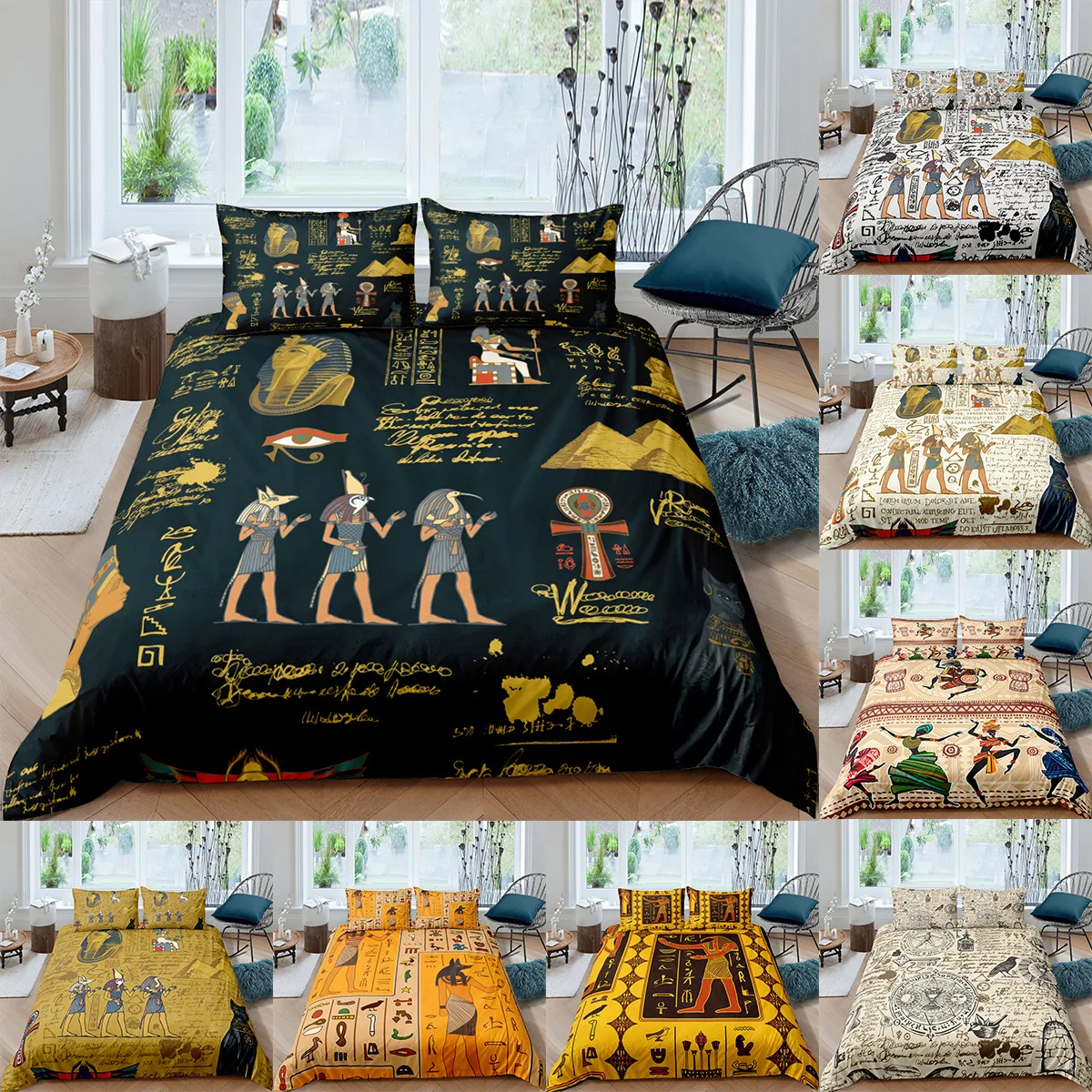 

Bedding set 3D digital printing modern minimalit style Egyptian pyramid bedding quilt cover
