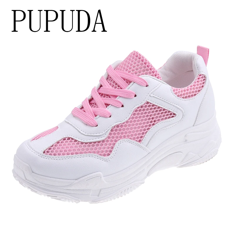 

Кроссовки PUPUDA женские на платформе, Повседневная дышащая спортивная обувь, массивные, сетчатые, 2020