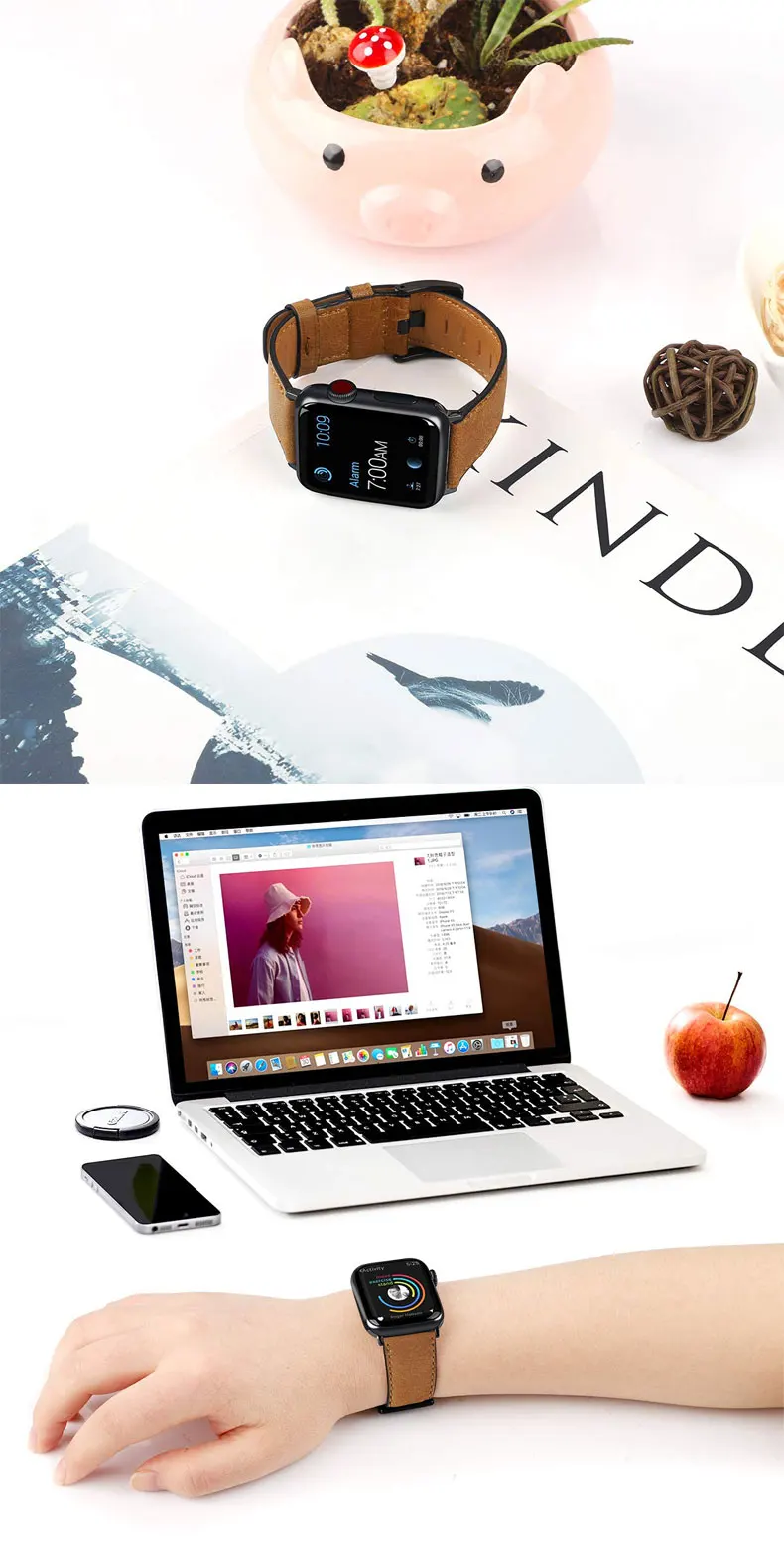 Ретро-стиле, из натуральной кожи, ремешок для наручных часов Apple Watch 4 5 44 мм 40 мм, 42 мм, 38 мм, версия наручных часов iwatch, ремешок Watch series 5/4/3/2/1 браслет аксессуары