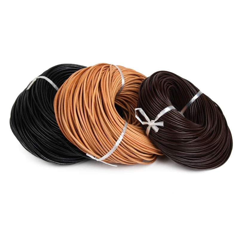 Шнур из натуральной кожи натурального цвета Круглый веревочный шнур сделай сам