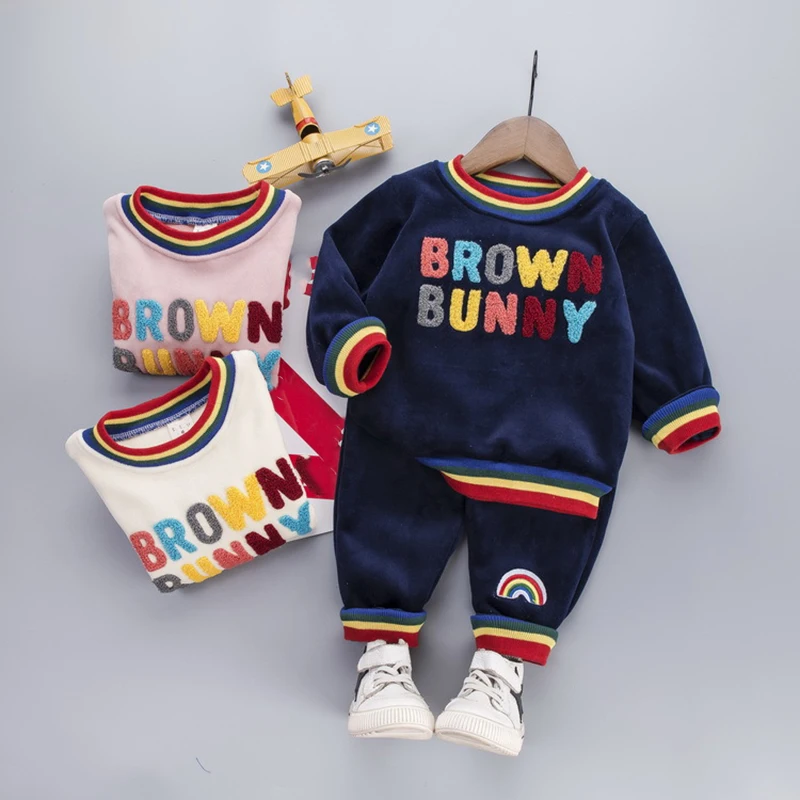 

Осенние костюмы для мальчиков и девочек, Новая красивая детская спортивная одежда, свитер с имитацией двух предметов, детская одежда, детск...