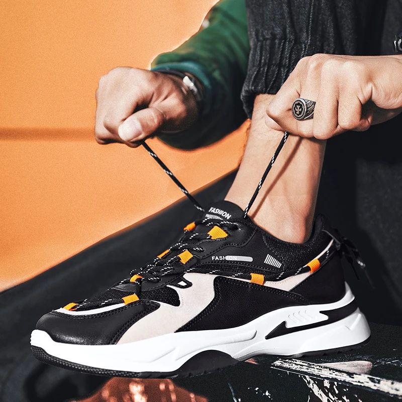 

Молодые Модная мужская повседневная обувь мужские светильник спортивная обувь для всех сезонов; Удобная спортивная обувь тенденция Папа и...