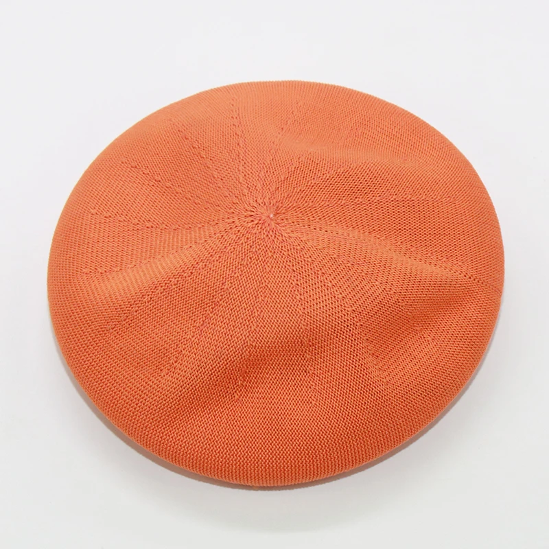 wholesale 12 colors Breathable knitted beret for women pink black french caps female solid felt hat summer berets | Аксессуары для