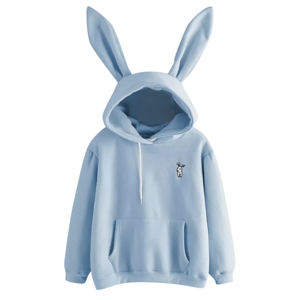 

SWEETKAMAAutumn Winter Bunny Hoodies Women Kawaii Rabbit Ears Fashion Harajuku Hoody Casual Warm Hooded Sweatshirt For Woman