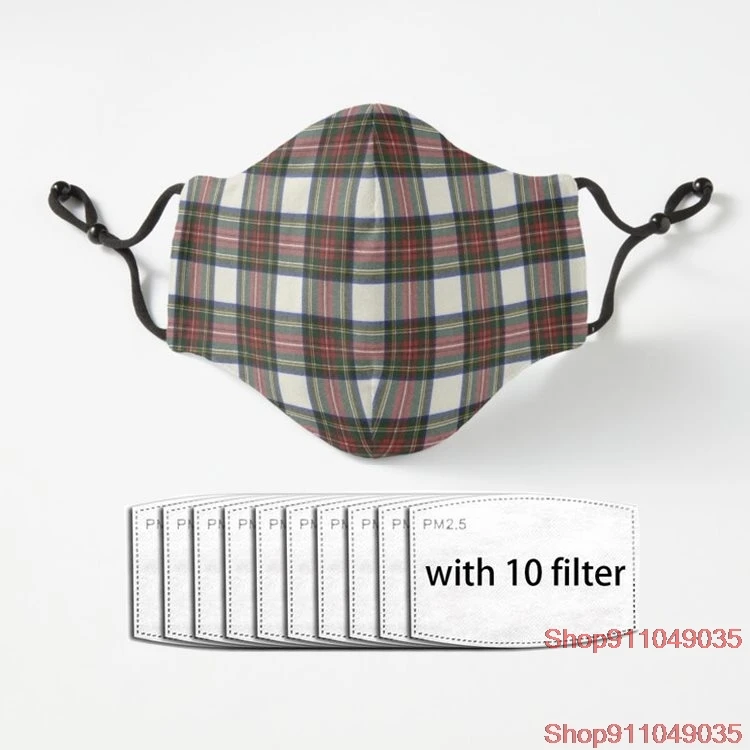 

Stewart Dress M Original Scottish Tartan Half Face Mouth Muffle Dustproof Masks Anti-dust Black Casual Warm Unisex Mask