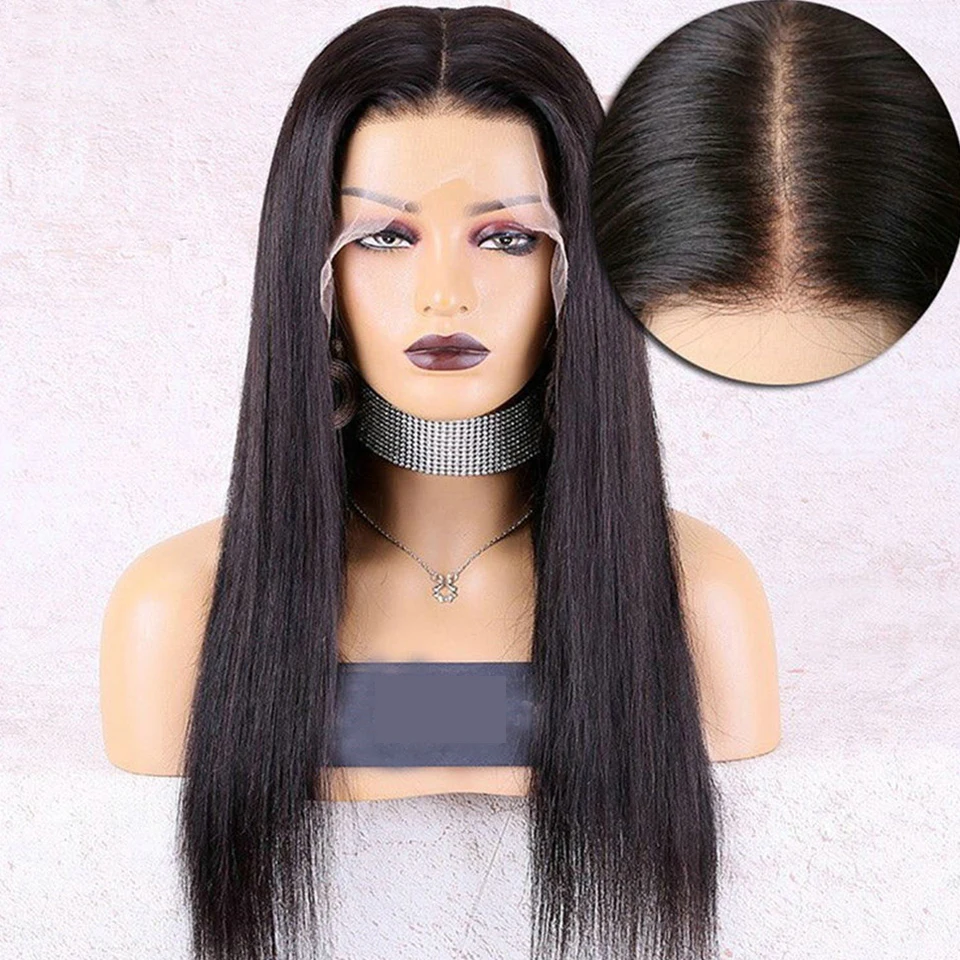 13x1 Straight Wig T Part Middle Lace Human Hair Wigs Pre Plucked Wig With Baby Hair Lace Front Wig Brazilian Remy Hair Wig  