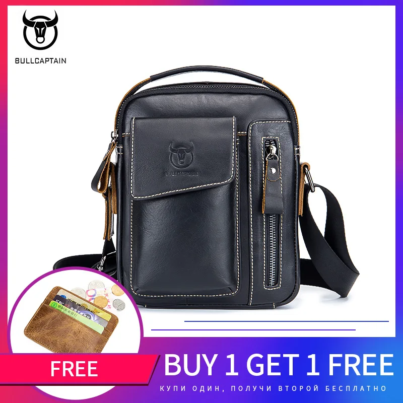Сумка BULLCAPTAIN мужская кожаная на плечо деловой Повседневный мессенджер из первого