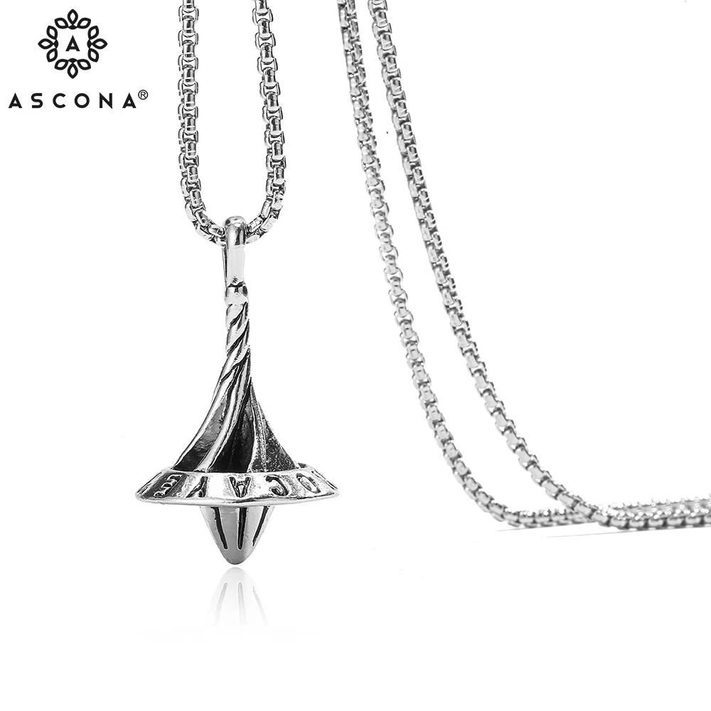 

ASCONA Stainless Steel Gyro Style Necklace Silver Plated Pendant Necklace Charm Ladies and Men's Birthday Party Fashion Jewelry