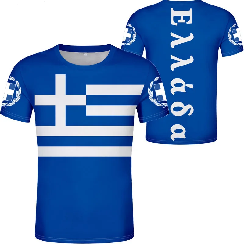 Греция Молодежная самодельная футболка с именем и номером на заказ нация флаг