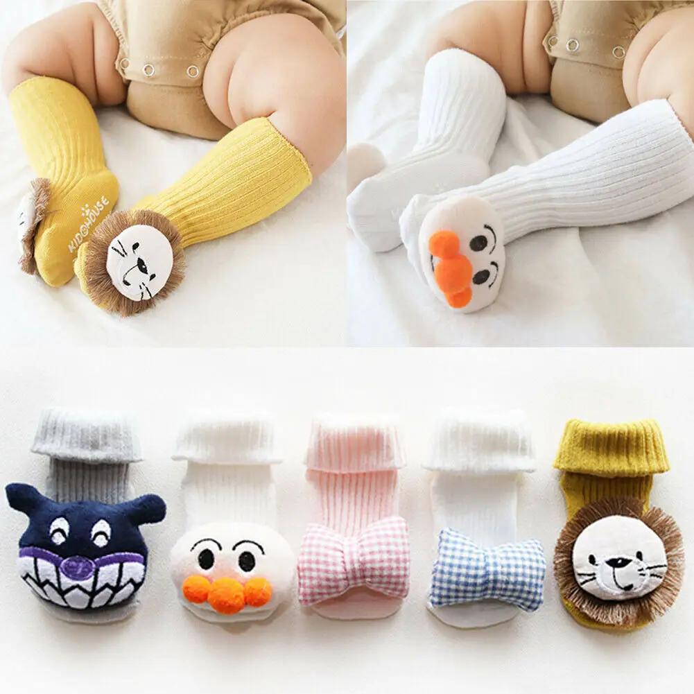 

Newborn Baby Boys Girls Cartoon Floor Socks Anti-Slip Baby Cotton Cute Step Shoes Socks