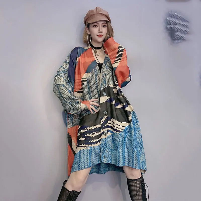 

XITAO Knitted Sweater Pattern Single Breasted Goddess Fan Casual Style Loose 2021 Winter Autumn Loose Minority Sweater GWJ1325