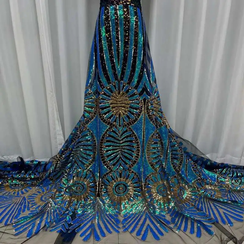 

More Sequins For Dress Tulle Sequined Net Lace African Style JY5018
