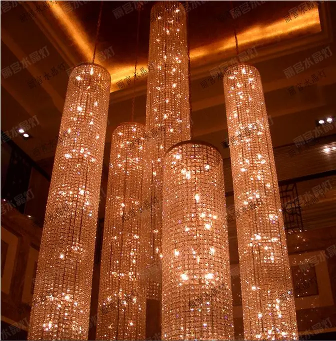 Большая длинная хрустальная люстра светильник светодиодные осветительные