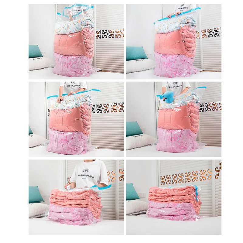 

High Capacity Vacuum Bag Package Compressed Organizer for Quilts Clothes Transparent Space Saving Seal Bags Foldable Storage Bag