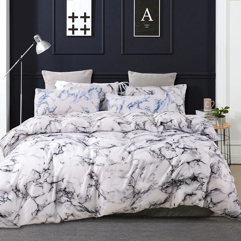 

Bedding set black white Marble Duvet cover 240x260