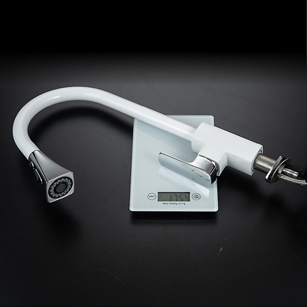 Новый кухонный кран Смеситель выдвижной смеситель белый 360 градусов вращение на