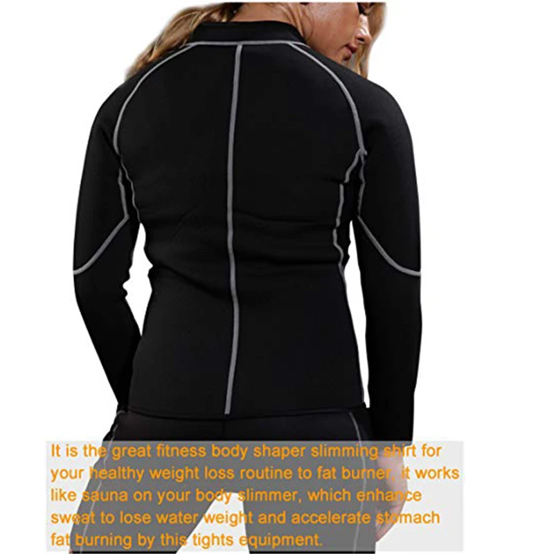 CXZD Women Sweat Neoprene Weight Loss Sauna Suit Workout Shirt Body Shaper Fitness Jacket Shapers Set Long Sleeve Pants |