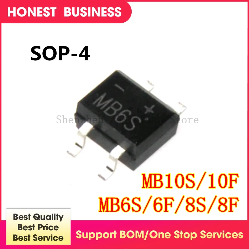 

50 шт./лот MB6S MB6F MB8S MB8F MB10S MB10F MB-F SOP-4 SMD Выпрямительный диодный мост лучшего качества