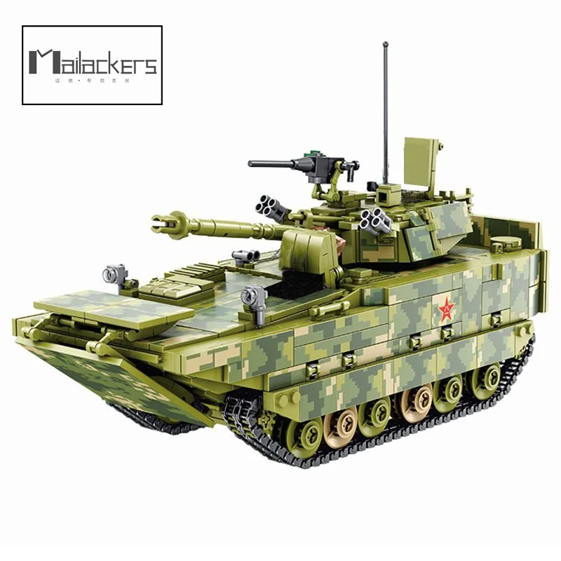 

Строительные блоки Mailackers модель военного танка Китай, танк амфибия, армированный автомобиль, танк амфибия, игрушки, подарок для мальчика