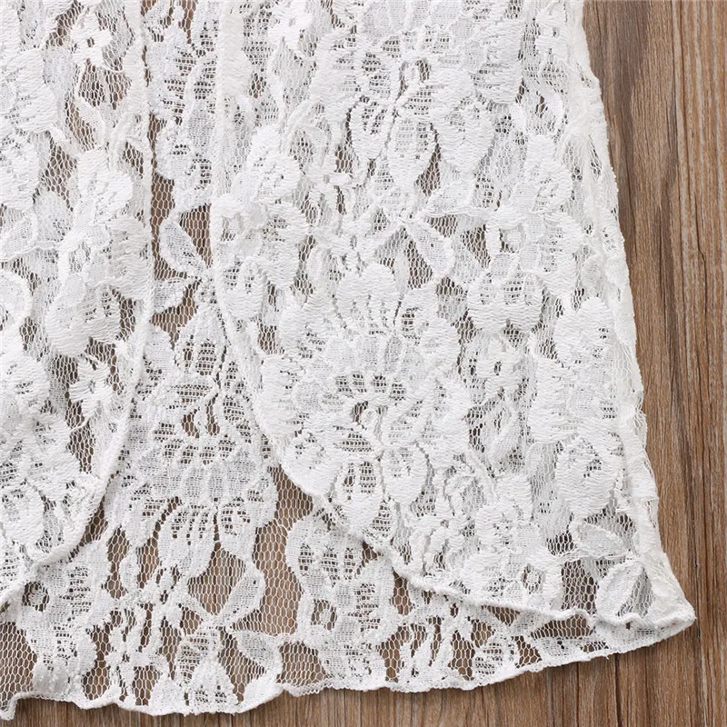 2020 летнее пляжное платье для девочек белое кружевное с цветами и оборками милая