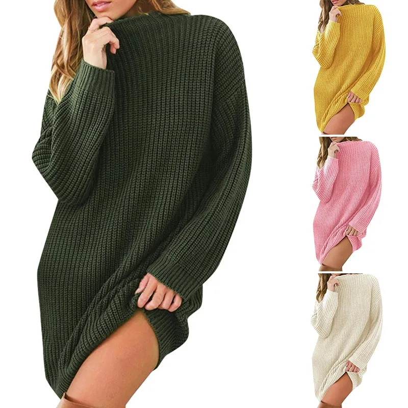 

Women's Loose Long Sweater Dress Thick Knit Autumn Winter Casual Oversized Sweater Dress Pullover Dress dress for women