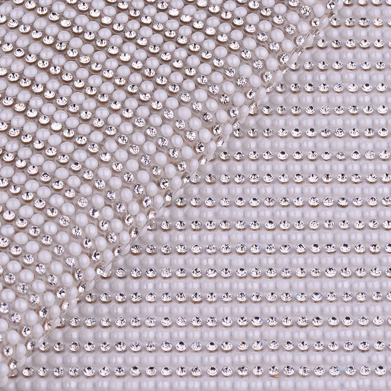 JUNAO 24*40 см исправление белый жемчуг бусины Стразы ткань отделка стекло Сетка