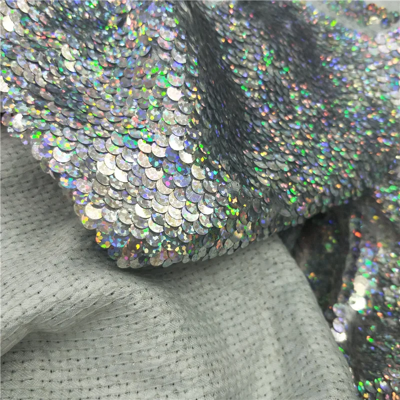 Голограмма Блестящий глиттер платье юбка вечерние шоу ткань для костюмов видео