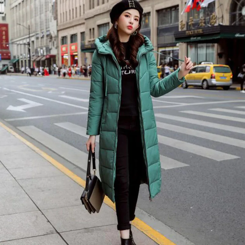 Новинка 2019 года зимнее длинное пальто выше колена однотонная женская одежда из