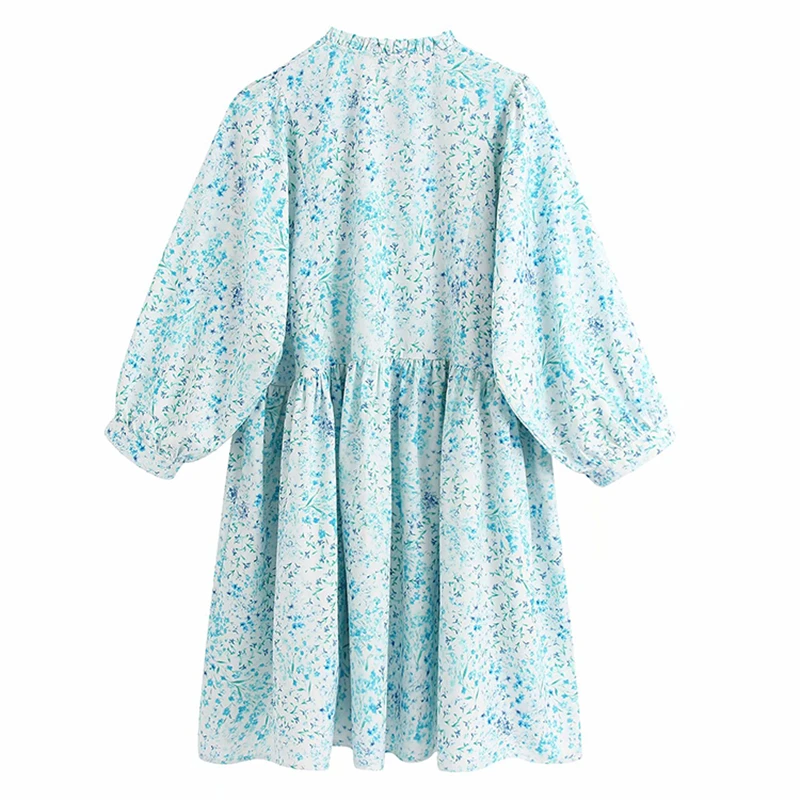 Женское платье с принтом GLAUKE синее свободное большого размера в богемном стиле