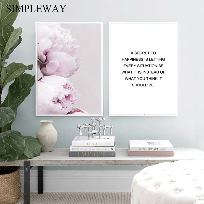 

Постер с розовыми пионами, растениями, скандинавский художественный холст, растительный принт, Мотивационная Настенная картина, скандинавский декор, картина