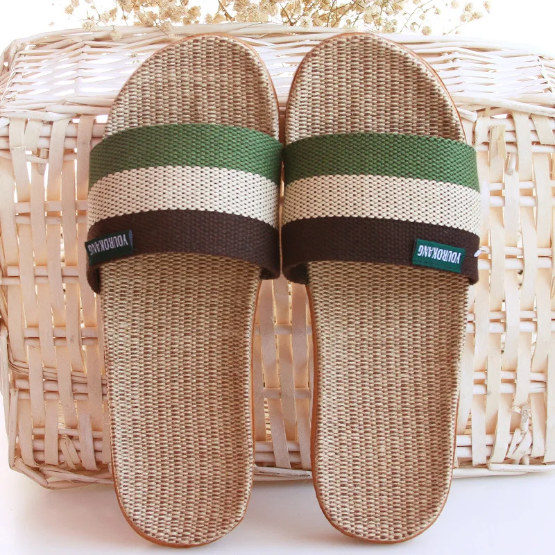 Женские пляжные туфли Вьетнамки летние сандалии Новинка 2019 года Льняные тапочки