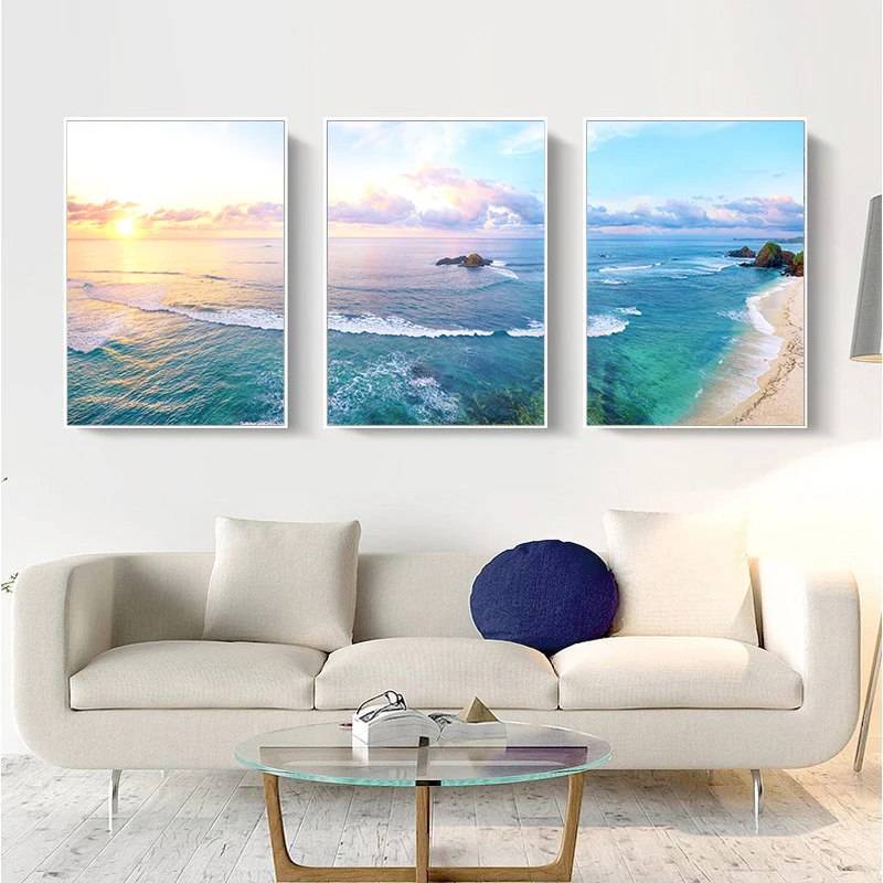 

Nordic Canvas Painting Beach Ship Sea Wall Art Nordic Posters And Prints Ocean Wave Home Decoration Pictures For Living Room