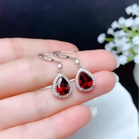 2020 new product full diamond temperament earrings needle ruby earrings for women wedding party gift jewelry 925 silver